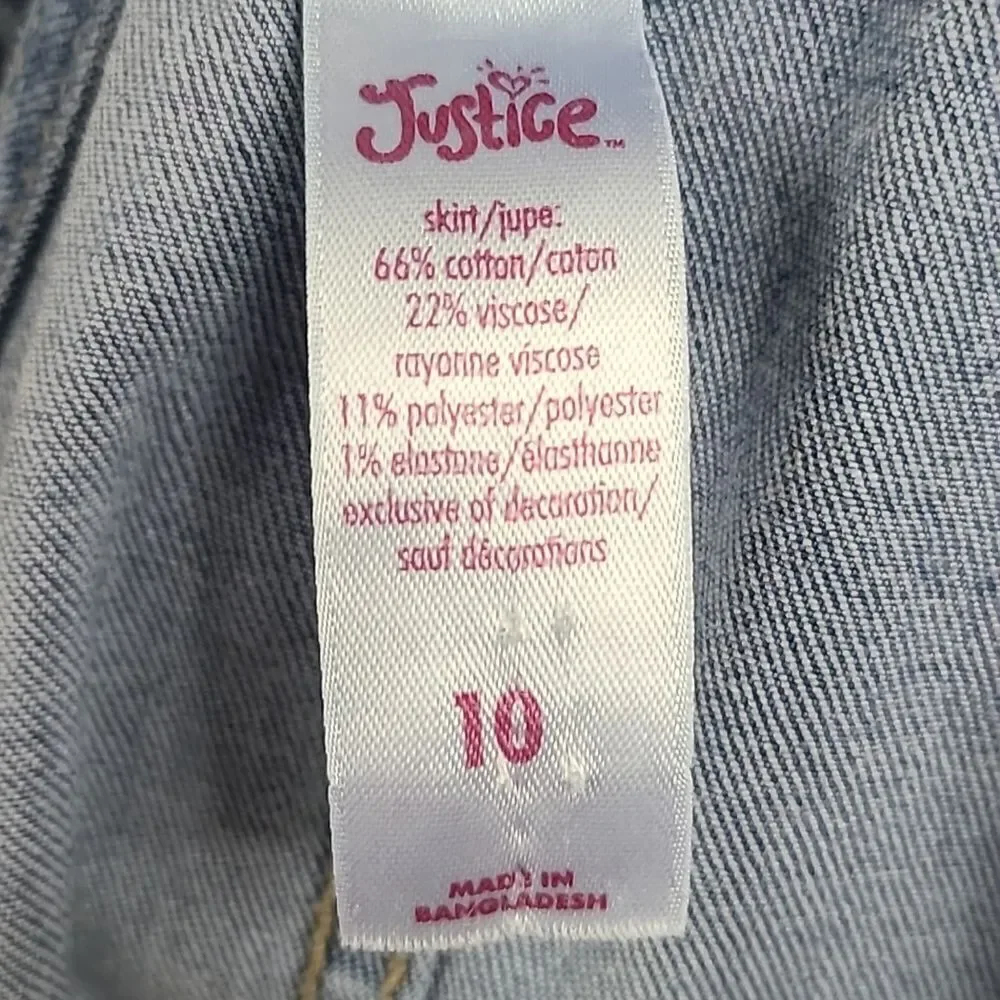 Justice Girls Denim Overall Dress Size 10 Cargo Pockets Raw Hem Jumper Y2K Cool
